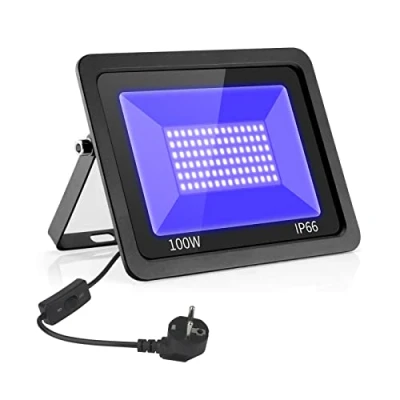 Afbeelding van Eleganted 100 W LED blacklight spot 365nm UV schijnwerper IP66 waterdicht party met ON/OFF voor Halloween aquarium concerten party, bar