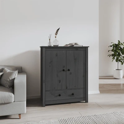 Afbeelding van Hoge kast 83x41,5x100 cm massief grenenhout grijs