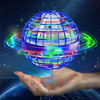 Afbeelding van semai Vliegende bal, speelgoed voor jongens, kinderspeelgoed vanaf 6 jaar, met ledlicht, de hand gecontroleerde Hover Ball, cadeau jongens en meisjes van 12 blauw