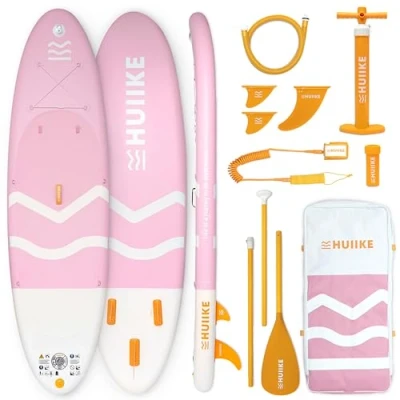 Afbeelding van HUIIKE Stand Up Paddle Board met Accessoires, Peddel, Vinnen, Pomp. Opblaasbaar Supboard Uitstekende Stabiliteit en Weerstand. 305 x 84 15 cm, Maximaal Draagvermogen 130 kg