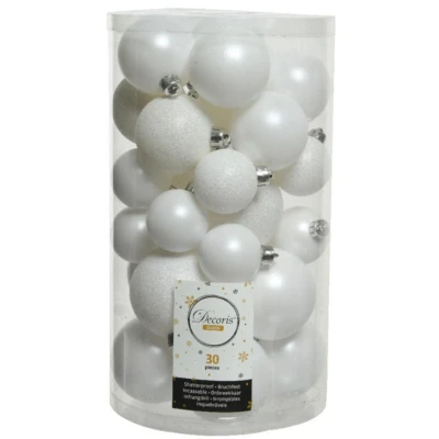 Afbeelding van Kerstbal plastic glans mat glitter assorted winterwit KSD