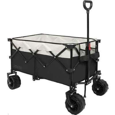Afbeelding van Zedar Bolderkar Opvouwbaar 200L Bolderwagen met stevig frame Inclusief opbergtas en bodemplaat Zwart
