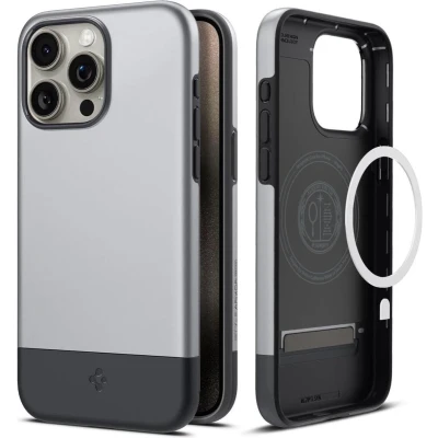 Afbeelding van Spigen Style Armor MagFit Geschikt voor iPhone 15 Pro Max Compatibel met MagSafe Back Cover Zilver