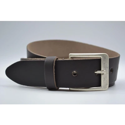 Afbeelding van 4cm brede bruine echt lederen jeans riem maat 85