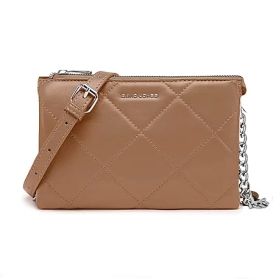 Afbeelding van David Jones Kleine Schoudertas voor dames Gewatteerde kunstleren kettingtas Handtas Avond tas Telefoon Modieuze Elegante Mode Clutch City, Oude Roos, Eén maat, Elegant