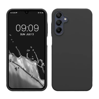 Afbeelding van kwmobile telefoonhoesje geschikt voor Samsung Galaxy A15 5G Hoesje met siliconen coating Smartphone case in donkergrijs