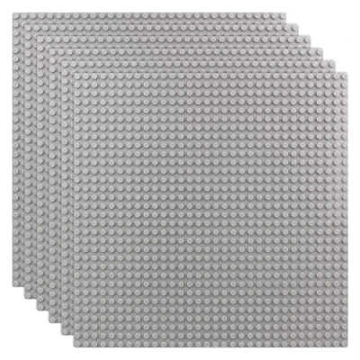 Afbeelding van KEWUZY 6 stuks bouwplaten voor klassieke bouwstenen, 25 x cm, plaatset grondplaten compatibel met de meeste stenen, grijze
