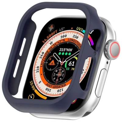 Afbeelding van By Qubix Hard case 42mm (open front) Donkerblauw Geschikt voor Apple Watch (series 10) hoesje screenprotector Bescherming iWatch