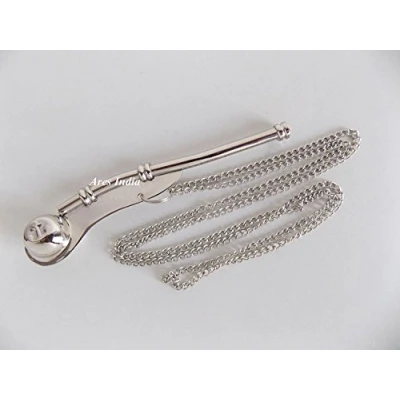 Afbeelding van 5&quot;Messing Boatswain Fluitje Met Ketting Bosun Call Pipe Nautical Marine Nikkle Finish