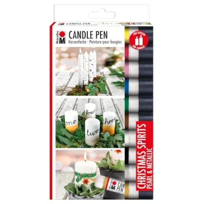 Afbeelding van Marabu kaarsenverf &quot;Candle Liner Christmas Spirits&quot; set á 10 kleuren