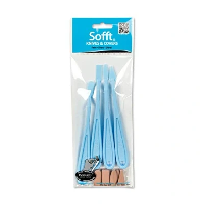 Afbeelding van Colorfin PanPastel Sofft W 1 ronde, 2 plat, 3 ovaal en #4 punt, 4 messen 8 hoezen
