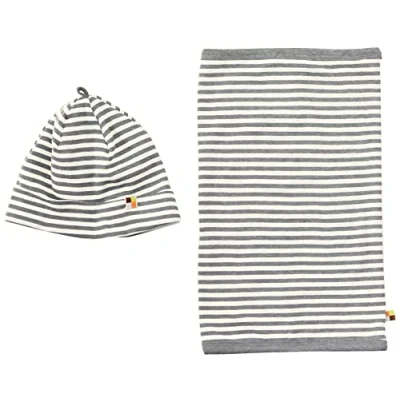 Afbeelding van loud + proud Uniseks kinderset colsjaal, GOTS gecertificeerde beanie muts, grijs, 49 50