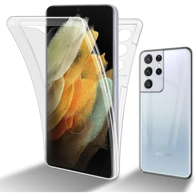 Afbeelding van Cadorabo Hoesje geschikt Voor Samsung Galaxy S21 ULTRA in TRANSPARANT 360 Full Body Case Cover Beschermhoes en achterbescherming, all round bescherming met displaybescherming