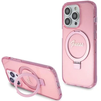 Afbeelding van Guess Ring Glitter Back Case (MagSafe Compatible) Geschikt voor Apple iPhone 15 Pro Max (6.7&quot;) Roze