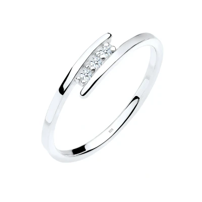 Afbeelding van Elli DIAMONDS Dames Klassiek Elegant met Diamant (0,06 ct.) in 925 Sterling Zilver Wit
