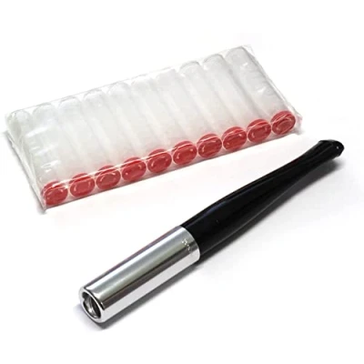 Afbeelding van Denicotea sigarettenhouder met EJECTOR Zwart en Zilver kleur + 10 filters