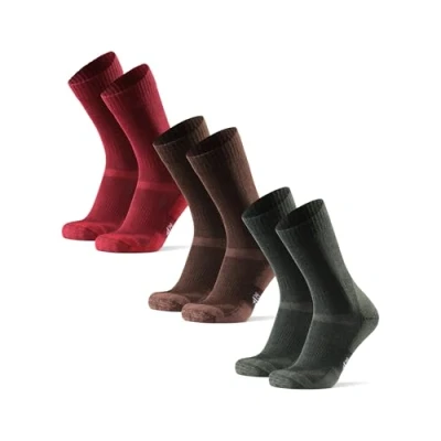 Afbeelding van Danish Endurance Wandelsokken met Merino Wol, Warme Wandelsokken, voor Dames &amp; Heren, 3 paar, Veelkleurig (1x Groen, 1x Eikenbruin, Rood), 48 51
