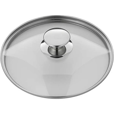 Afbeelding van WMF Pannendeksel 24 cm, glazen deksel met metalen knop, voor potten en pannen, hittebestendig glas, vaatwasmachinebestendig, zilver