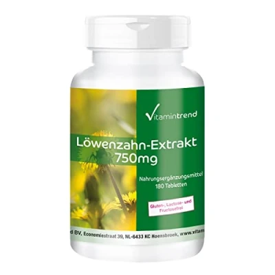 Afbeelding van Paardebloemextract 750mg 180 tabletten ! VOOR 6 MAANDEN veganistisch hoge dosering 10 voudig geconcentreerd Vitamintrend®