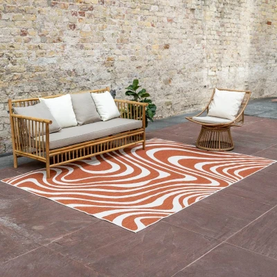 Afbeelding van Buitenkleed Swirl Rechthoek Roest Dubbelzijdig Polypropyleen 200 x 290 cm (L)