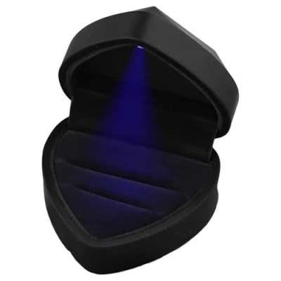 Afbeelding van Jinlaili ringendoos met ledlicht, fluwelen voor het bewaren van 2 ringen, geschenkdozen sieraden, decoratieve ringendoos, ringbox bruiloftsvoorstellen (zwart 3)