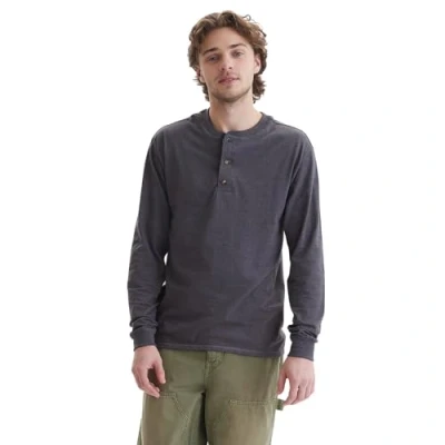 Afbeelding van Hanes Heren Lange Mouw (Henleylongsleeve Beefy Henley Shirt, Oxford Grijs/Leisteen Heather, M