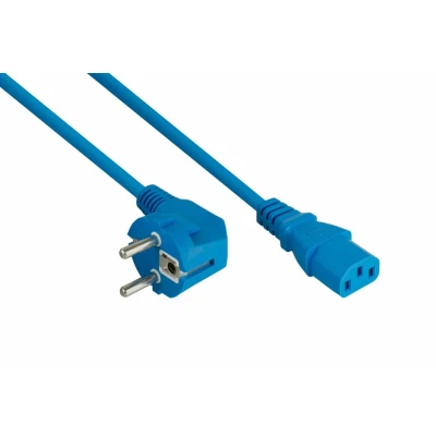 Afbeelding van C13 (recht) CEE 7/7 (haaks) stroomkabel 3x 0,75mm / blauw 1,8 meter
