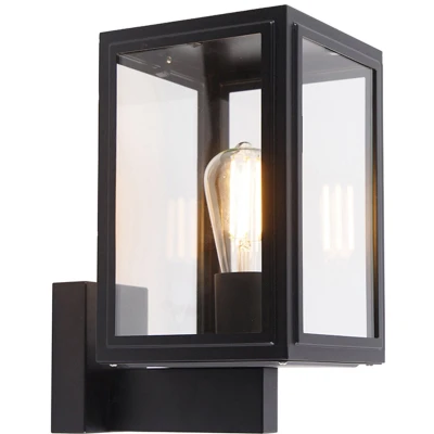 Afbeelding van QAZQA Landelijke wandlamp zwart IP44 Sutton Up
