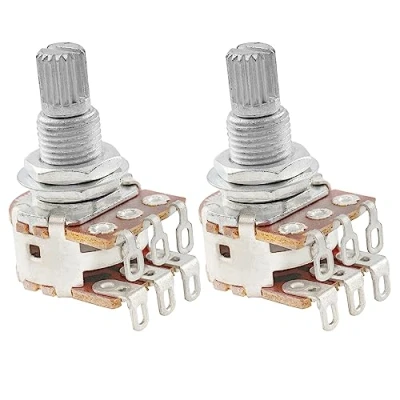 Afbeelding van Musiclily Pro Aluminium Mini Metric Blend Pots MN250K Dual Balance Potmeter met Center Detent voor Elektrische Gitaar en Basgitaar (2 Stuks)