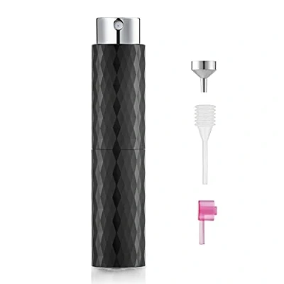 Afbeelding van Toureal 8 ml aluminium parfumverstuiver, navulbaar, leeg, reisverstuiver voor dames en heren, reisverstuiver, fles onderweg (zwart)