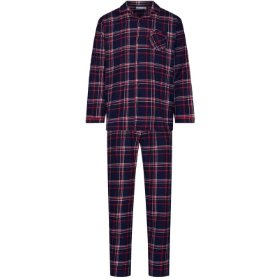 Afbeelding van Klassieke flanellen heren doorknooppyjama Pastunette Blauw Maat M