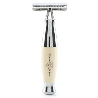 Afbeelding van Edwin Jagger Scheermes Razors Double Edge Safety Imitation Ivory &amp; Chrome Plated Voor Mannen
