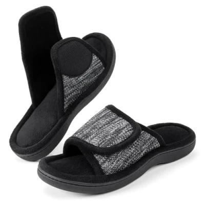 Afbeelding van RockDove Verstelbare slippers met traagschuim voor dames, Zwart, 40/41 EU