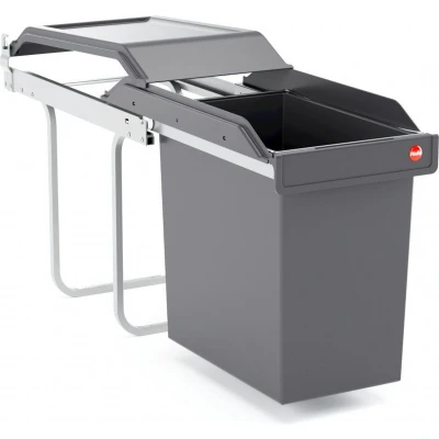 Afbeelding van HAILO AE365024 Single BOX Inbouw Afvalbak 24 Liter Uittrekbaar Donker Grijs