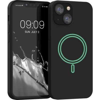 Afbeelding van kwmobile telefoonhoesje compatibel met Apple iPhone 13 mini Hoesje magneet MagSafe Smartphone case in zwart