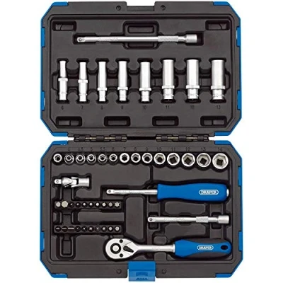 Afbeelding van Draper 16355 47 delige set van 1/4 inch vierkante aandrijving met metrische aansluiting, blauw/zwart