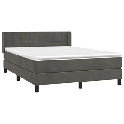 Afbeelding van vidaXL Boxspring met matras fluweel donkergrijs 140x190 cm