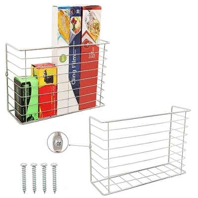 Afbeelding van Belle Vous 2 Pak Muurgemonteerde Hangende Keuken Opslag Manden Metalen Draad Organizer Rek voor Kast Keukenkast Rustieke Boeren Decoratie Badkamer Kelder Planken Folie &amp; Wrap