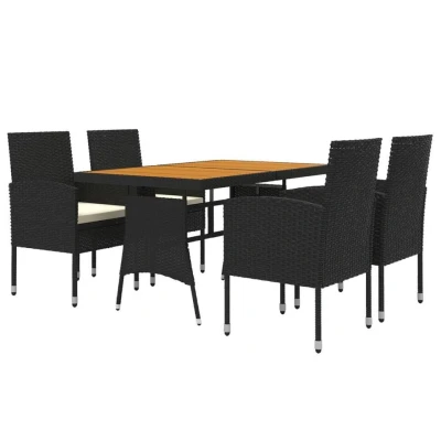 Afbeelding van vidaXL 5 delige Tuinset poly rattan zwart