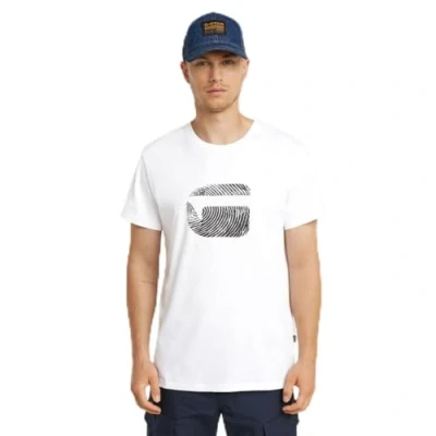 Afbeelding van G STAR Heren Finger Print Burger R T shirt, wit (White D26041 c506 110), XXL