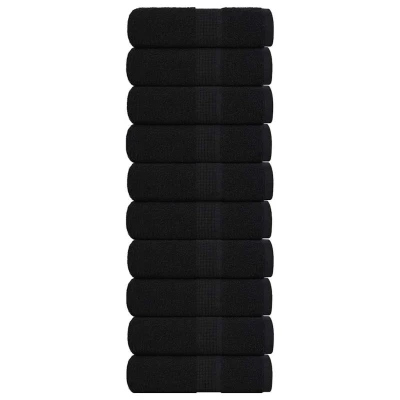 Afbeelding van vidaXL Gastendoekjes 10 st 30x50 cm 360 g/m² 100% katoen zwart