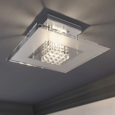Afbeelding van Lindby Plafondlamp badkamer 4lichts metaal, glas H: 19 cm chroom, helder Inclusief lichtbronnen