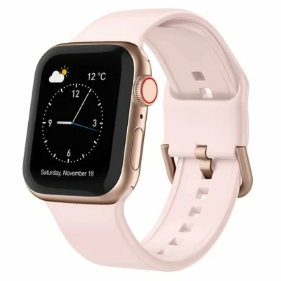 Afbeelding van Apple Watch Soft siliconen bandje met gespsluiting Lichtroze Geschikt voor 38mm / 40mm 41mm