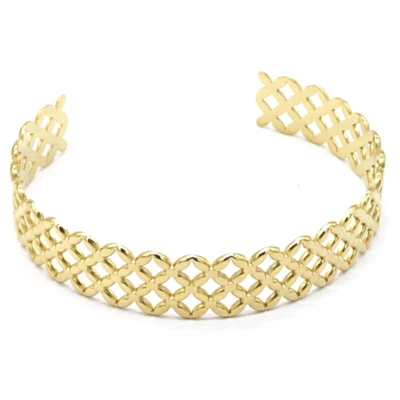 Afbeelding van Armband Dames Bangle Ruit RVS One Size Goudkleurig