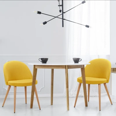 Afbeelding van Set van 4 Scandinavische stoelen Maury gele stof Menzzo