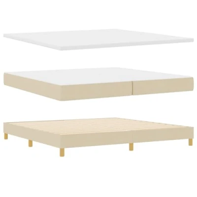 Afbeelding van vidaXL Boxspring Bed met Matras Crème 200x200 cm Stof, Hoofdbord Diamant Blokken Ontwerp 200 Stof
