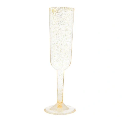 Afbeelding van Plastic champagneglazen glitter goud (4st)