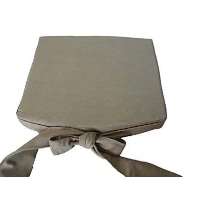 Afbeelding van kussen met strik, hoogwaardig katoen, rieten stoel / tuinstoel zitkussen 44 x 40 5 cm (beige)