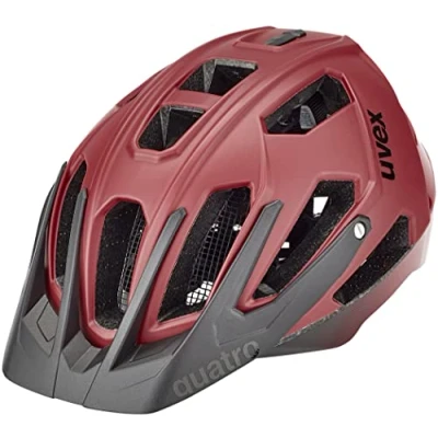 Afbeelding van uvex quatro cc veilige MTB helm voor dames en heren individueel passysteem verstelbare afscherming dark red black matt 52 57 cm