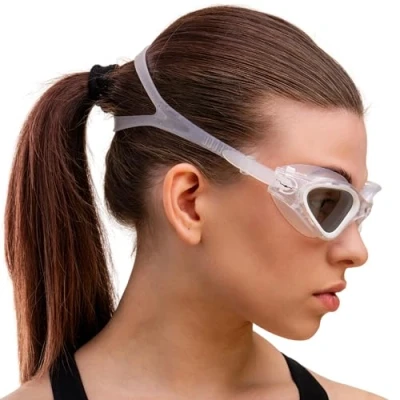 Afbeelding van AqtivAqua Zwembril Swimming Goggles Volwassen Zwembrillen Heren Dames Mannen Vrouwen Kind Kinderen Jongens Meisjes Anti Fog DX S (Transparant Wit, Getint)